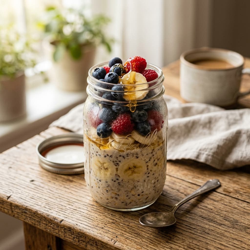Overnight oats representing Banana & Spinach