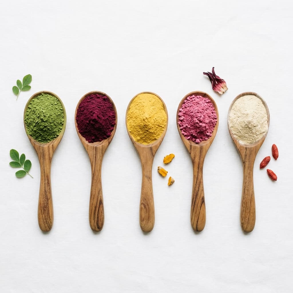 Colorful powders representing Stevia
